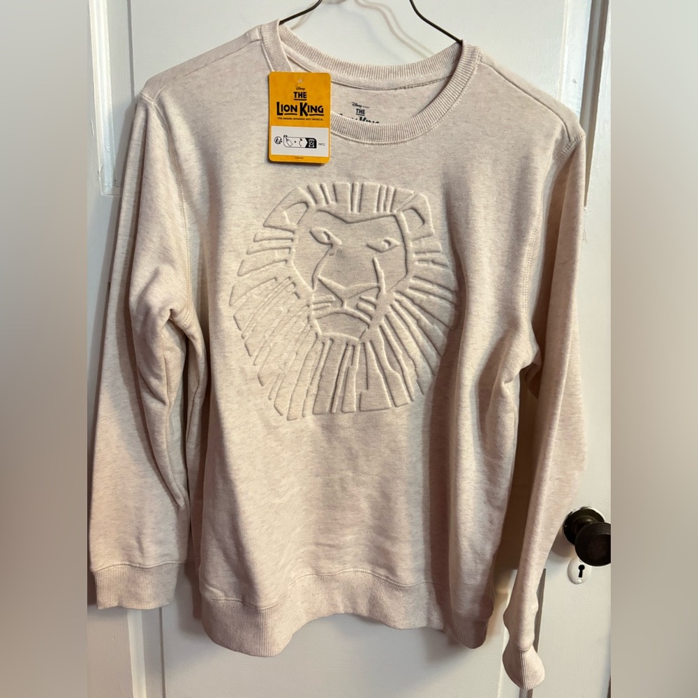 The Lion King Disney Broadway musical sweatshirt. Embossed. Medium. Cream. NWT